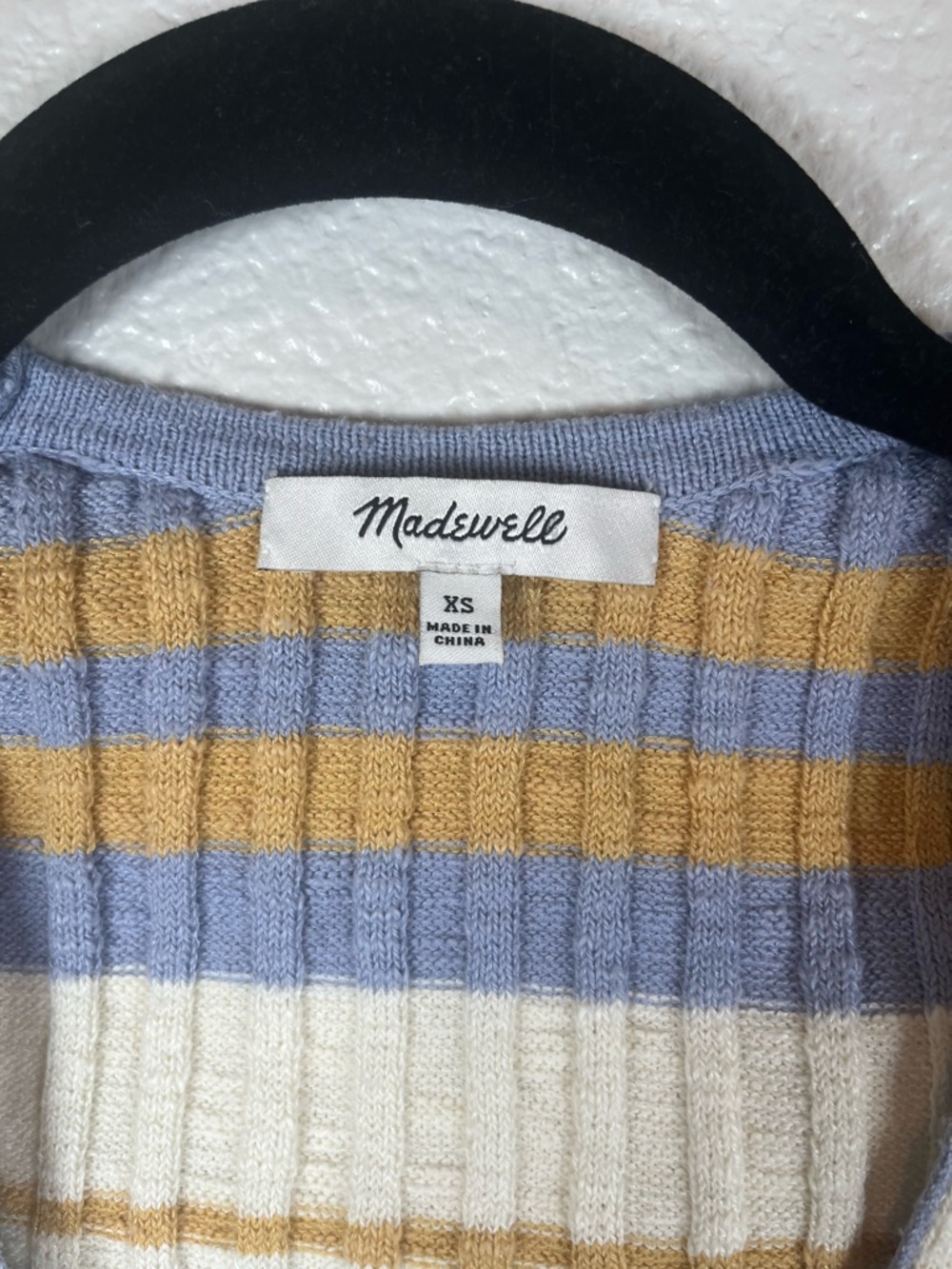 Madewell Glencrest Button-Front Sweater Tee Blue and Yellow Striped Knit XS - Picture 5 of 9